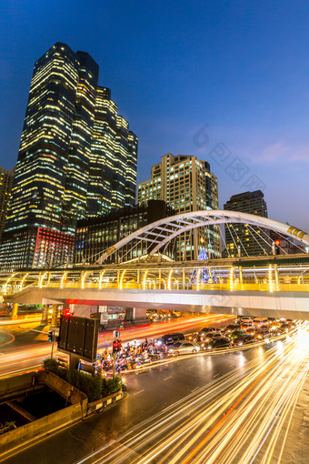 夜晚曼谷城市夜景