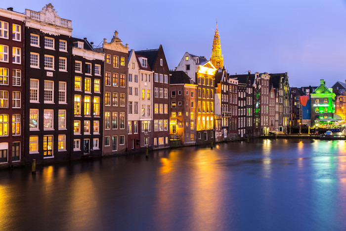 阿姆斯特丹黄昏后的美景