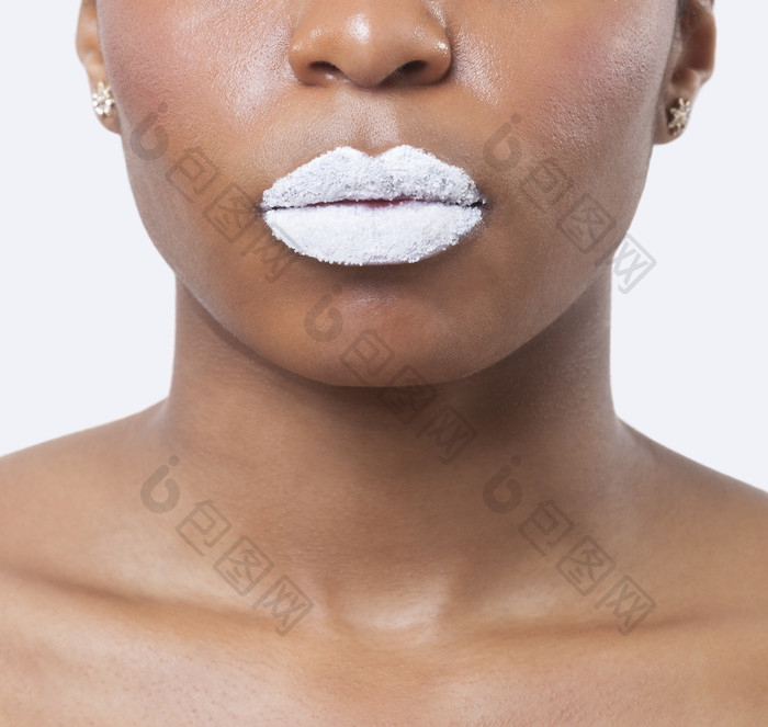 灰色调女人的嘴唇摄影图