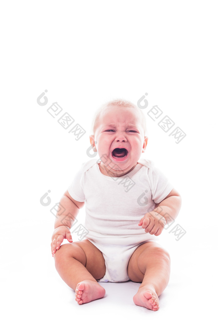 简约痛哭的婴儿摄影图