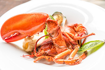 清新螃蟹海鲜大餐摄影图