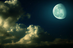 暗色调空中月亮摄影图