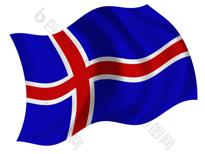 蓝色调冰岛旗帜摄影图