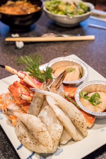 餐厅海鲜虾肉扇贝