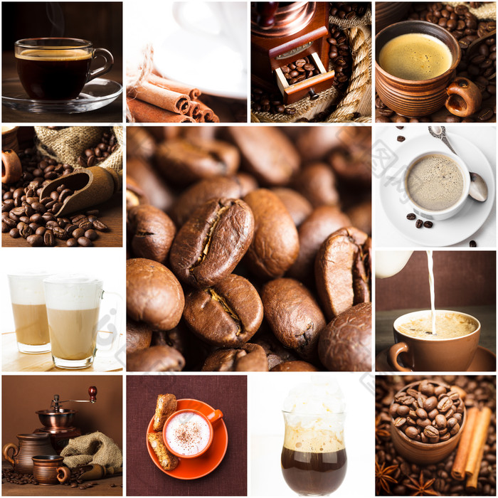 咖啡豆手磨咖啡摄影图