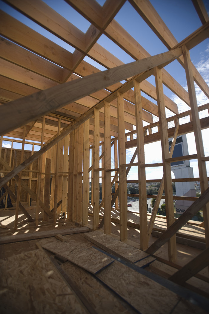 木头搭建的房子摄影图