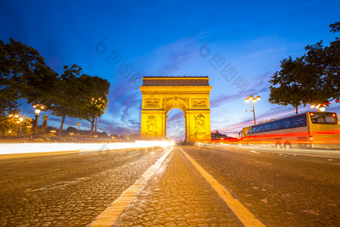 巴黎拱形门建筑摄影图