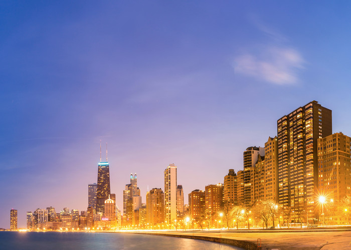 芝加哥高楼大厦灯光
