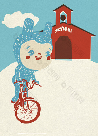 骑自行车的卡通兔子