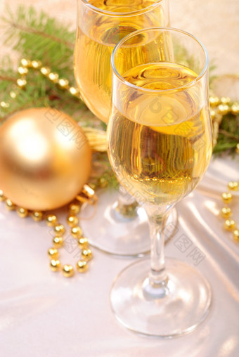 圣诞节香槟酒摄影图