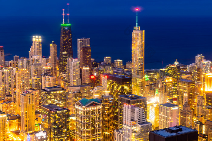 芝加哥城市夜景摄影图