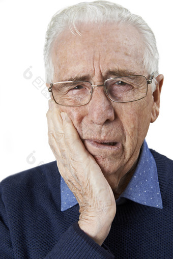 简约牙疼的老年人摄影图