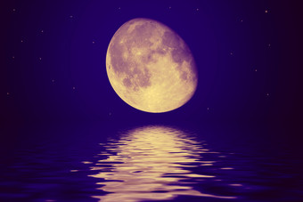 简约水上月亮摄影图