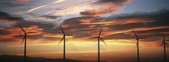 黄昏新能源风车摄影图