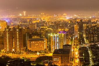 夜晚城市高楼建筑风景