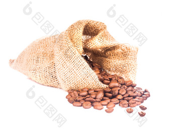 麻布布袋里的咖啡豆