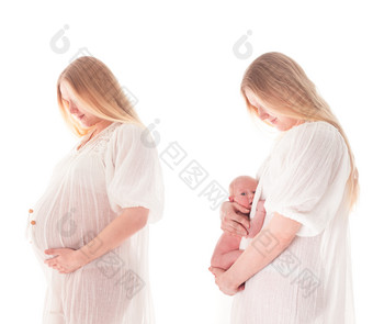 准妈妈抱着婴儿摄影图