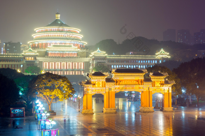 夜晚城市重庆夜景