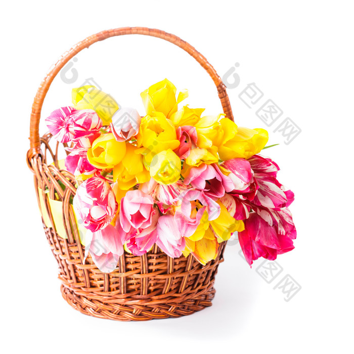 一篮子鲜花花朵摄影图