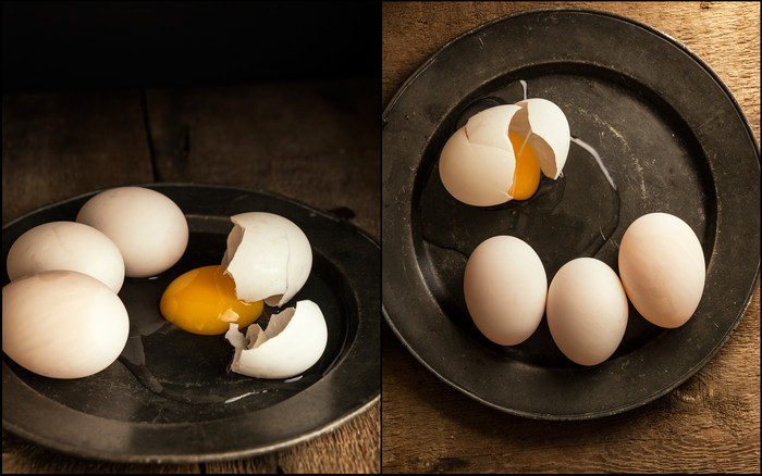 简约打碎的鸡蛋摄影图