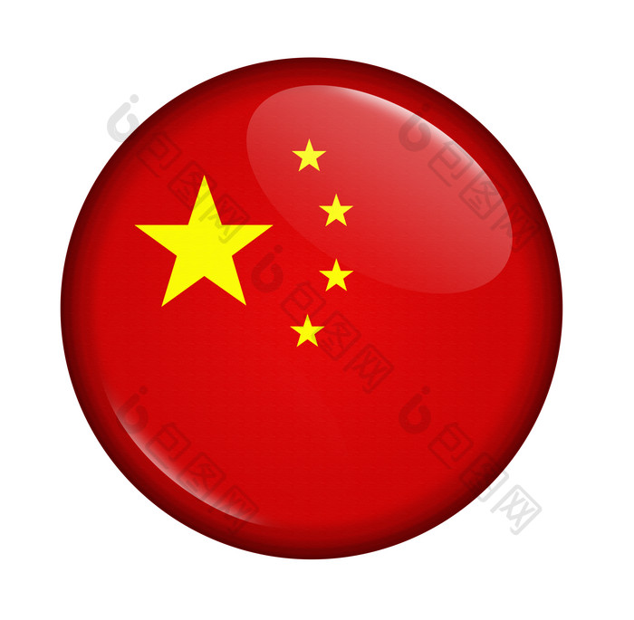 简约中国国旗按钮摄影图
