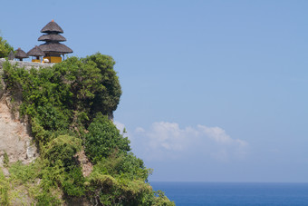 海边悬崖建筑蓝天白云风景旅游摄影照片素材