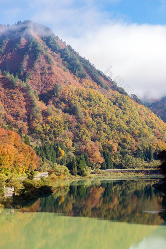 秋天秋季青山绿水