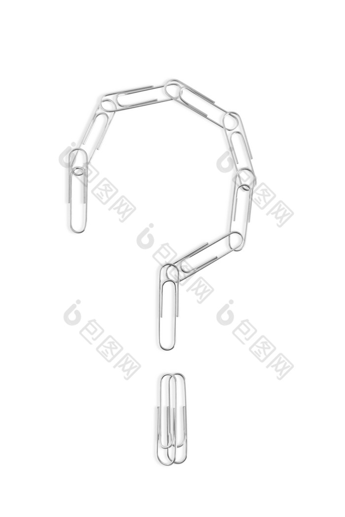 简约曲别针组成的问号摄影图