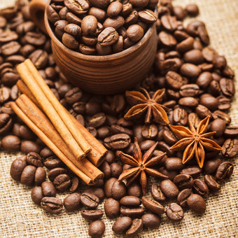 棕色调咖啡豆摄影图