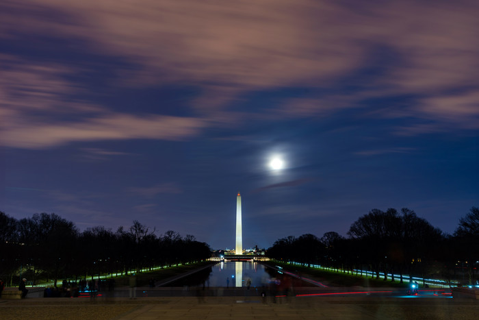 黑夜下华盛顿纪念碑