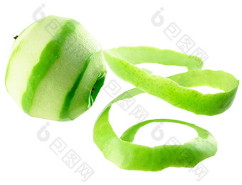 绿色调去皮的苹果摄影图