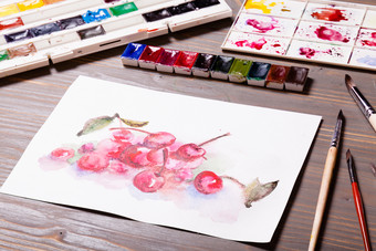 纸张的绘画的樱桃