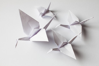 白色折纸纸鹤摄影图