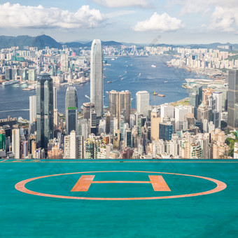 在停机俯视看香港