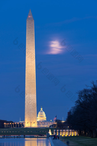 夜晚中的华盛顿纪念碑