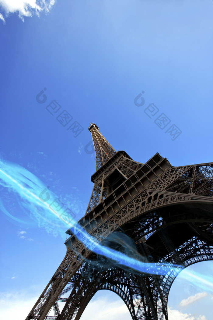 蓝色调巴黎铁塔摄影图