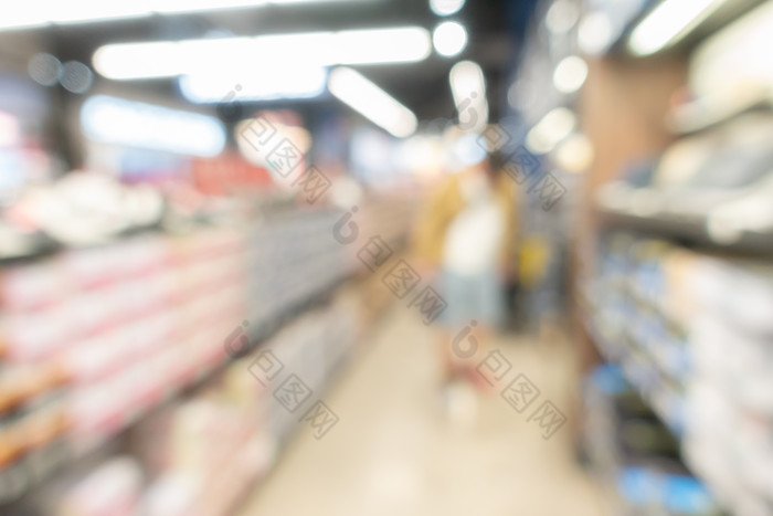 超市模糊的购物休闲的商店灯光摄影