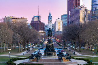 费城城市日落摄影图