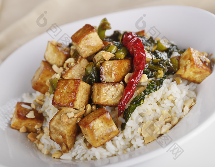 豆腐米饭食物摄影图