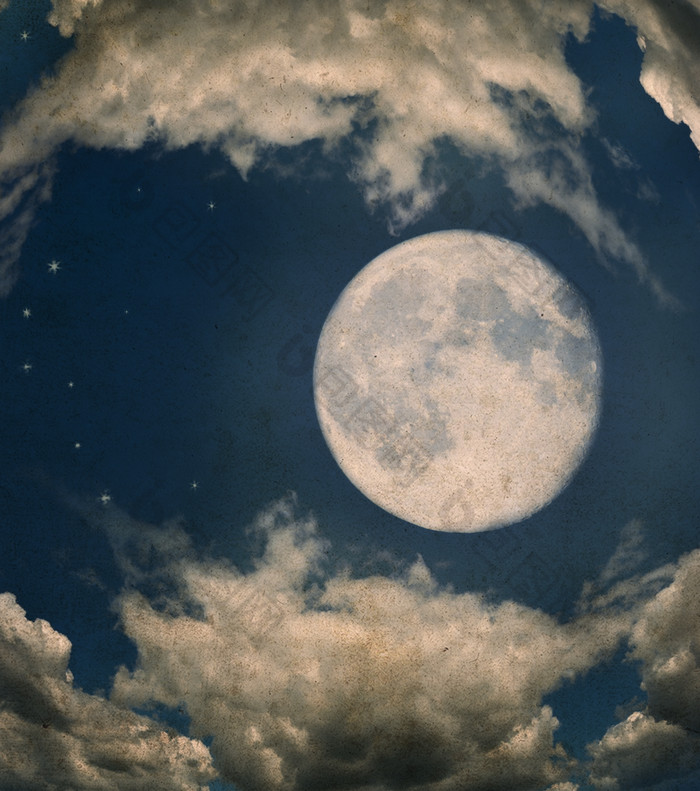 暗色调在空中的月亮摄影图