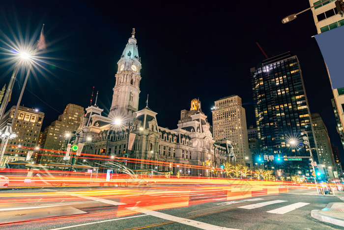 夜晚费城道路街边素材免费下载,本次作品主题是摄影图,使用场景是其它