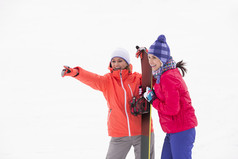 清新滑雪的女人摄影图