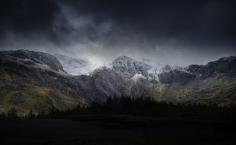 夜晚的<strong>雪山</strong>山坡<strong>摄影图</strong>