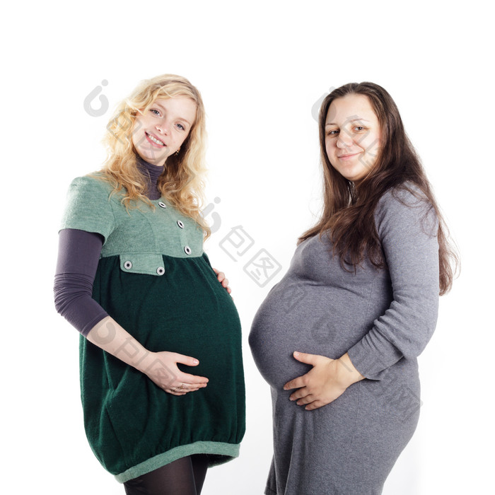 简约风两个幸福孕妇摄影图