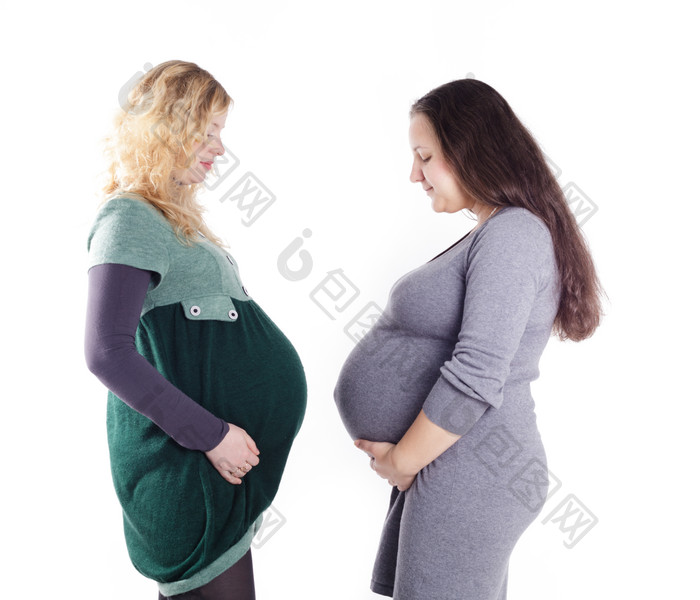 简约两个幸福孕妇摄影图