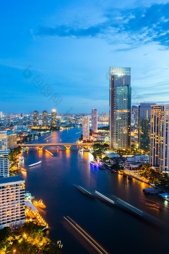 蓝色调曼谷摄影图