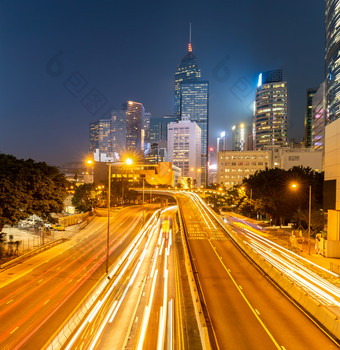 香港街道夜景摄影图