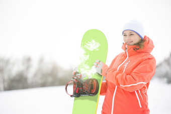 清新<strong>滑雪</strong>女孩摄影图
