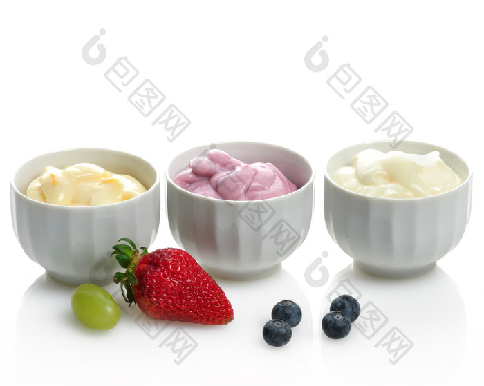 简约水果酸奶摄影图