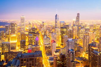 芝加哥城市建筑夜景